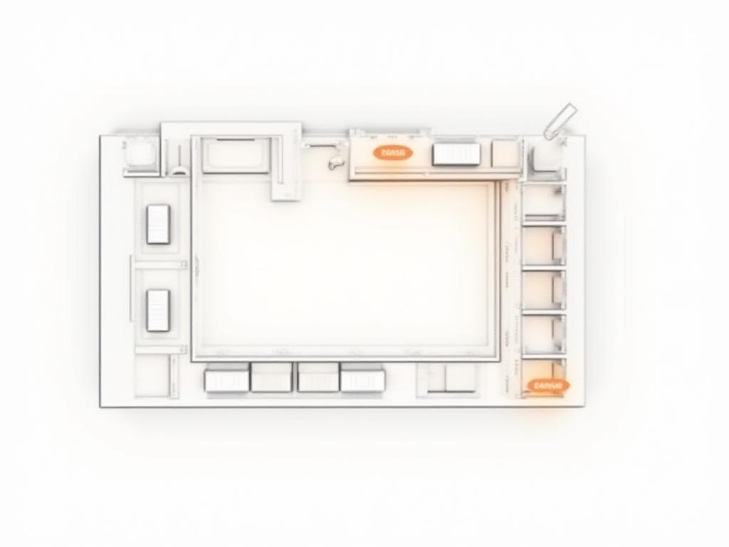 Technical architectural diagram of the studio layout at 125 Eldert Street